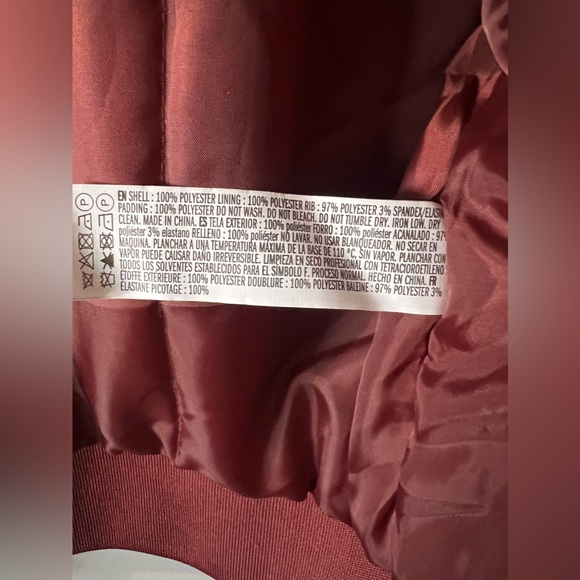 Forever 21 maroon satin bomber jacket with lace up sleeves - Picture 11 of 12